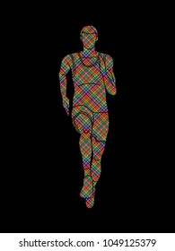 Runner jogger,Athletic Running designed colorful pixels graphic vector