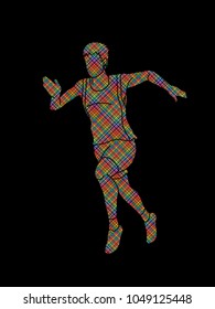 Runner jogger,Athletic Running designed colorful pixels graphic vector