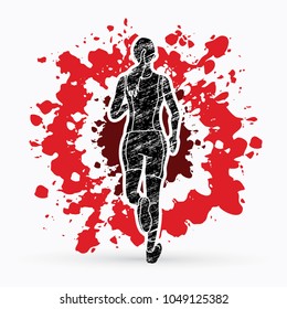 Runner jogger,Athletic Running designed on splatter color graphic vector