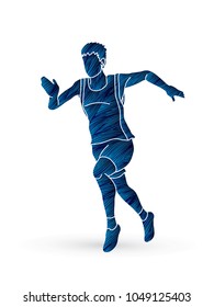 Runner jogger,Athletic Running designed using grunge brush graphic vector