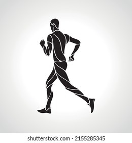 Runner or jogging. Abstract Vector silhouette of runnig man