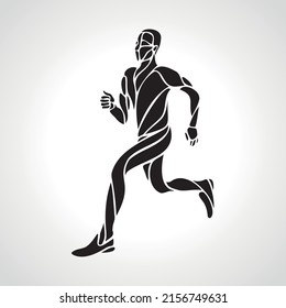 Runner or jogging. Abstract Vector silhouette of runnig man