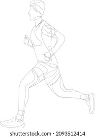 Runner, jogging, sprinter set. Athlete vector, train running, running status, running man