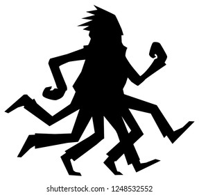 Runner legs symbol silhouette stencil black, vector illustration, horizontal, isolated
