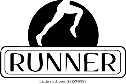 Runner lettering. Sports vector illustration. Hand drawn vector art
