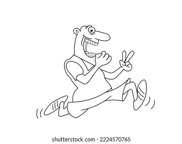 Runner line art drawing continues line vector illustration