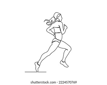 Runner line art drawing continues line vector illustration