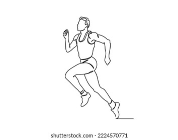 Runner line art drawing continues line vector illustration