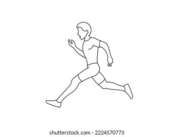 Runner line art drawing continues line vector illustration