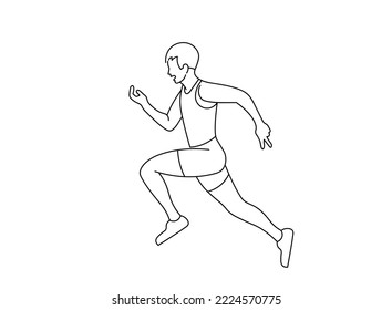 Runner line art drawing continues line vector illustration