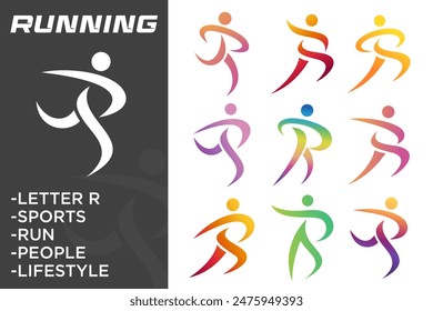 runner logo collection logo design . people Sport logotype template. Vector illustration