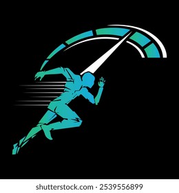 Archivo de Vector de silueta de diseño de logotipo de corredor