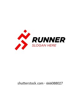 runner logo design template vector illustration