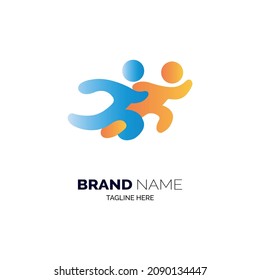Runner logo designs template vector for brand or company and other