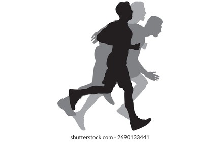 Logo del corredor. Estilo atleta rápido con patrón de rayas