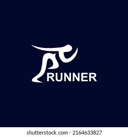 Runner logo. Fast simple stylized figure of an athlete. Concept Runner sign in minimalist style, vector illustration