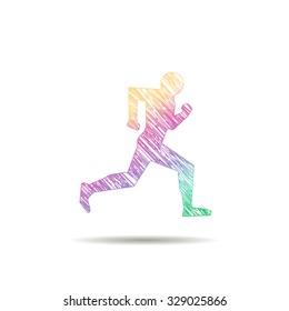 Runner logo painted in the colors of the rainbow