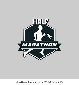 Runner logo vector graphic illustration on background, good for marathon, half marathon, sprint, sticker badges 
