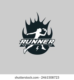 Runner logo vector graphic illustration on background, good for marathon, half marathon, sprint, sticker badges 
