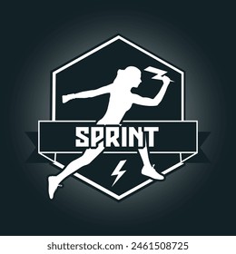 Runner logo vector graphic illustration on background, good for marathon, half marathon, sprint, sticker badges 
