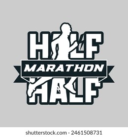 Runner logo vector graphic illustration on background, good for marathon, half marathon, sprint, sticker badges 
