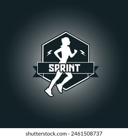 Runner logo vector graphic illustration on background, good for marathon, half marathon, sprint, sticker badges 
