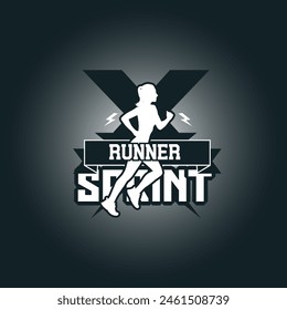 Runner logo vector graphic illustration on background, good for marathon, half marathon, sprint, sticker badges 
