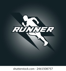 Runner logo vector graphic illustration on background, good for marathon, half marathon, sprint, sticker badges 
