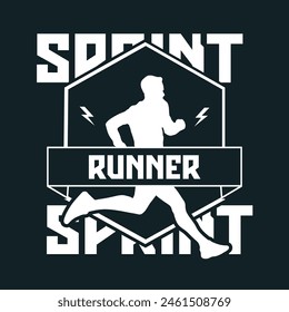 Ilustración gráfica del Vector del logotipo del corredor en el fondo, bueno para el maratón, medio maratón, sprint, insignias de la etiqueta engomada 
