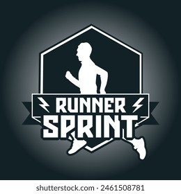 Runner logo vector graphic illustration on background, good for marathon, half marathon, sprint, sticker badges 
