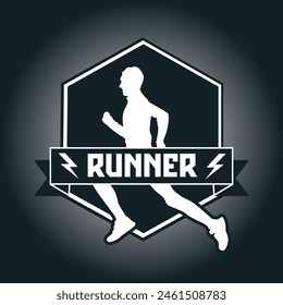 Runner logo vector graphic illustration on background, good for marathon, half marathon, sprint, sticker badges 
