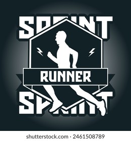 Runner logo vector graphic illustration on background, good for marathon, half marathon, sprint, sticker badges 
