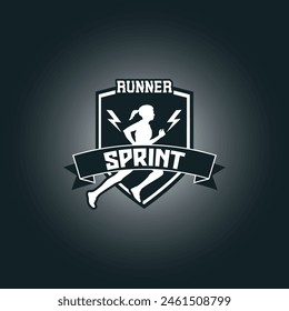 Runner-Logo-Vektorgrafik-Grafik-Illustration auf Hintergrund, gut für Marathon, Halbmarathon, Sprint, Aufkleber Abzeichen 
