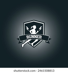 Runner logo vector graphic illustration on background, good for marathon, half marathon, sprint, sticker badges 
