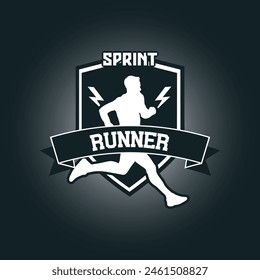 Runner logo vector graphic illustration on background, good for marathon, half marathon, sprint, sticker badges 
