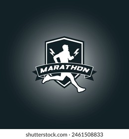 Runner logo vector graphic illustration on background, good for marathon, half marathon, sprint, sticker badges 
