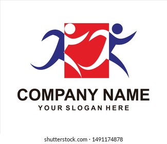 runner logo vector people design