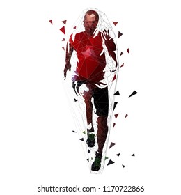 Runner, low polygonal vector illustration. Geometric sprinter, front view. Adult running man
