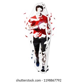 Runner, low polygonal vector illustration. Geometric sprinter, front view. Adult running man