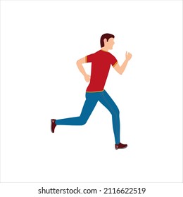 Runner man, Abstract shape, vector silhouette, side view, Sprinting athlete, Modern vector, flowing shapes Usable for landing page, template with white background.