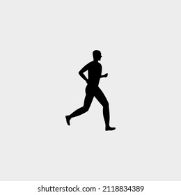 Runner man, Abstract shape, vector silhouette, Sprinting athlete, Modern vector, Marathon runner in black vector icon, template with white background.