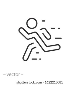 Runner Man Icon, Run Marathon, Athlete People, Jogging Thin Line Web Symbol On White Background - Editable Stroke Vector Illustration Eps10