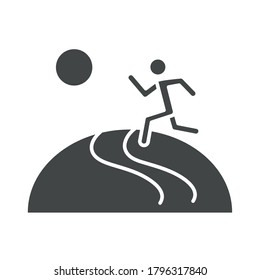 runner man path outdoor speed sport race silhouette icon design vector illustration