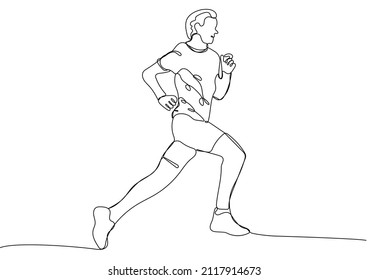 Runner. Man running. Concept of sport, health and beauty. One continuous line drawing. Vector illustration