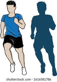 Runner Man Running Silhouette Isolated Vector