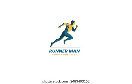 Runner Man silhouette Logo, running club or sports club with slogan template Free Vector EPS10	