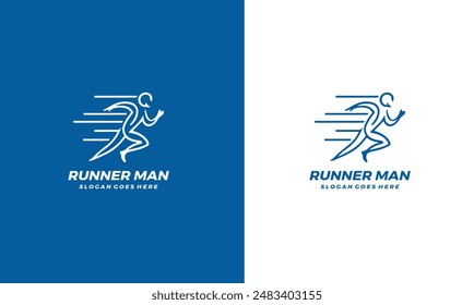 Runner Man silhouette Logo, running club or sports club with slogan template Free Vector EPS10	