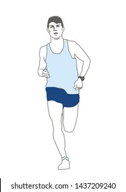 Runner man,athlete,marathon runner,Sprinter. Isolated icon on white,flat design.Adapted for websites and mobile applications.Vector image.