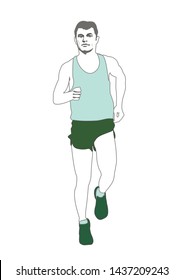 Runner man,athlete,marathon runner,Sprinter. Isolated icon on white,flat design.Adapted for websites and mobile applications.Vector image.