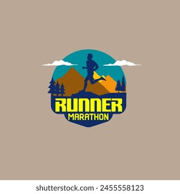 runner marathon logo vector graphic of illustration
